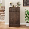 Garvee Fluted Tilt Out, Hidden Garbage 10 Gallon, Freestanding Dog Proof Trash Cabinet, Wooden Trash Can Cabinet for Kitchen Dining Room, Walnut - 2 of 4
