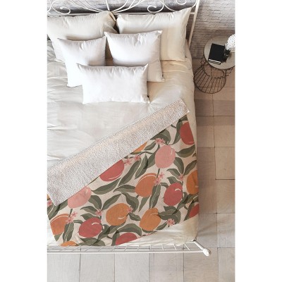 Cuss Yeah Designs Abstract Peaches 80" x 60" Fleece Throw Blanket - Deny Designs
