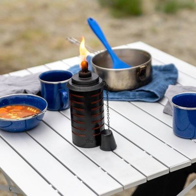TIKI 65-Inch Black and Orange Metal Garden Torch Set