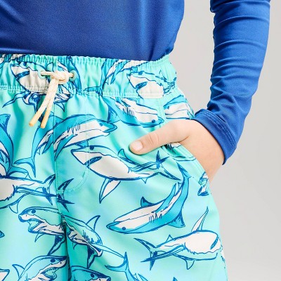 Детские купальники Cat & Jack Boys' Shark Swim Trunks - Cat & Jack™ Aqua Blue S — фото 3