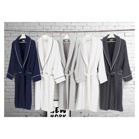 S/m Waffle Terry Solid Bathrobe Navy Blue - Linum Home Textiles : Target