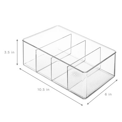 Clear Plastic 4-Compartment Organizer Bins for Kitchen & Pantry