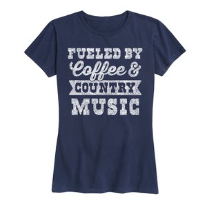Women's - Instant Message - Fueled by Coffee and Country Music Short Sleeve Graphic T-Shirt - 1 of 4