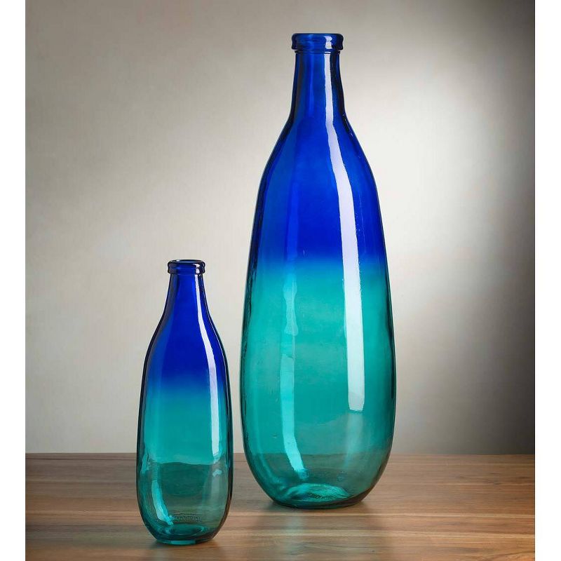 VivaTerra Blue Ombre Elongated Vase, Set of 2 - Blue, 2 of 3