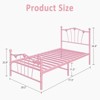 Coolmee Twin Size Bed Frame for Kids, Twin Bed Frame with Heart Shaped Headboard and Tailboard, Heavy Metal Slat Support, Noiseless - 2 of 4