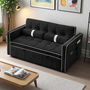 55.5" Velvet Convertible Sofa Bed with Pull-Out Sleeper - 1 of 4