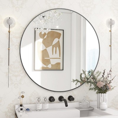 HOMLUX 24"/30" Round Decorative Mirror Wall Mount Vanity Mirror Bathroom Entryway