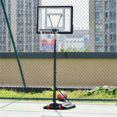 YONWAY Basketball Hoop Outdoor, Portable Basketball Goal, 5.5FT-7.5FT Height Adjustable with 33'' Backboard and Wheels for Kids Junior Adults Use