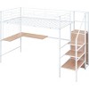 Streamdale Metal Loft Bed with Desk, Storage Ladder & Wardrobe - 3 of 4