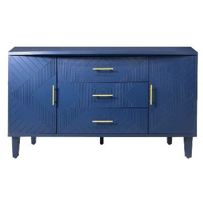 TIRAMISUBEST Stylish and Functional 2-Door 3-Drawer Cabinet with Carved Effect, for Bedroom,Living Room,Office,Easy Assembly, Navy Blue