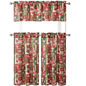 Kate Aurora Christmas Essentials Noel Complete Semi Sheer Kitchen Curtain Tier & Valance Set - 1 of 3