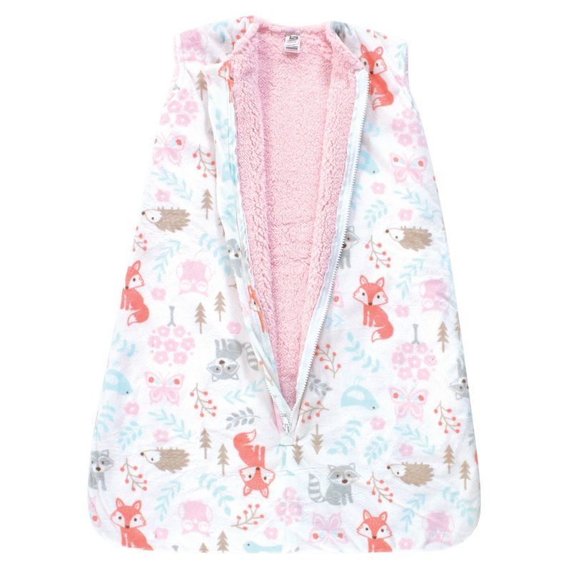Hudson Baby Infant Girl Mink with Faux Shearling Inner Sleeping Bag, Sack, Blanket, Girl Woodland, 3 of 4