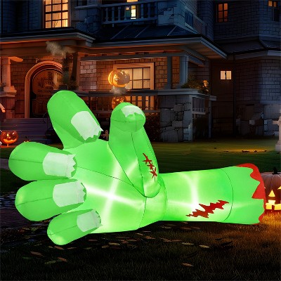 Joyfy 9 FT Long Halloween Inflatables Outdoor Decoration, Giant Zombie Arm Inflatable with Built-in LEDs for Halloween Yard Lawn Garden Decoration