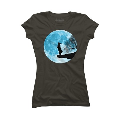 Junior's Design By Humans Moon Bunny By Maryedenoa T-Shirt