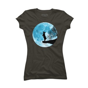 Junior's Design By Humans Moon Bunny By Maryedenoa T-Shirt - 1 of 3