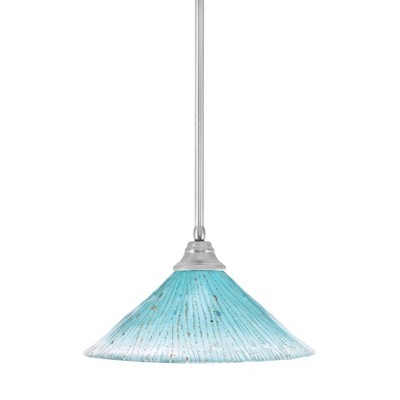 Toltec Lighting Any 1 - Light Pendant in  Brushed Nickel with 16" Teal Crystal Shade