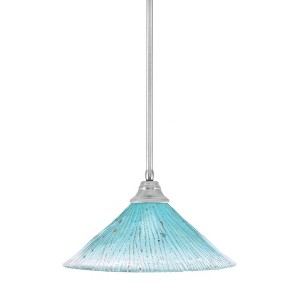 Toltec Lighting Any 1 - Light Pendant in  Brushed Nickel with 16" Teal Crystal Shade - 1 of 1