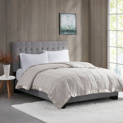 King Size Gray Down Alternative Blanket with Satin Trim