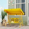 Qaba Kids Patio Swing, 2-Seater Outdoor Porch Swing Bench with Adjustable Canopy, Safety Belt for Patio, Garden, Poolside, Balcony - 3 of 4