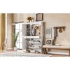 TIRAMISUBEST 4-in-1 Hall Tree with Integrated Shoe Cabinet & Mirrored Cabinet Door, Coat Hanger Entryway Bench w/ 2 Flip Drawers, 4 Hooks & 2 Cabinets - 4 of 4