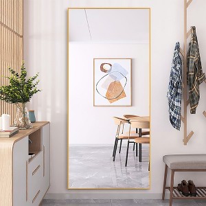 Dovelina Modern Rectangular Aluminium Fine Edge Black Hanging Mirror Decorative Wall Mirror - 1 of 4