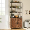 Tall Bar Cabinet 70.8" Bakers Rack with Cabinet, Microwave Stand with 5 Tier Large Wine Rack with Storage Standing Microwave Stand, Brown - 2 of 4