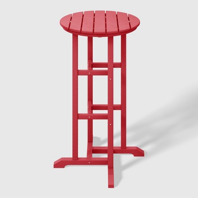 Red HDPE Outdoor Patio Bar Height Bistro Table, 42" Tall