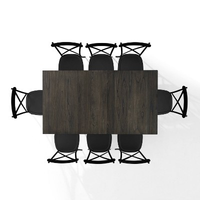 Hayden Matte Black 9-Piece Farmhouse Wood Dining Set with X-Back Chairs