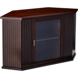 Kings Brand 47-Inch Walnut Wood Corner TV Stand Entertainment Center With Cabinets Storage Shelves - 1 of 4
