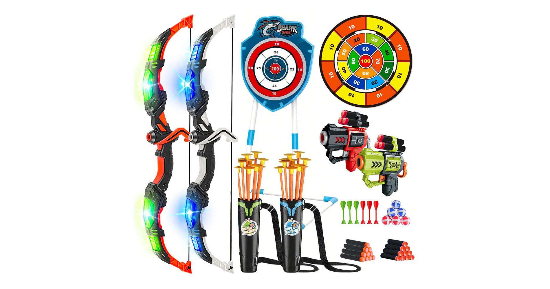 Vatos 2 Pack Bow and Arrow Toy for Kids Outdoor Activity Toys Birthday for Boys Girls 5-12 Year Old