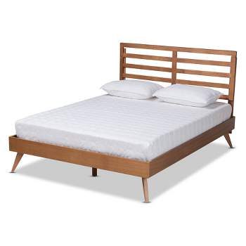 Queen Shiro Modern Wood Platform Bed Walnut - Baxton Studio