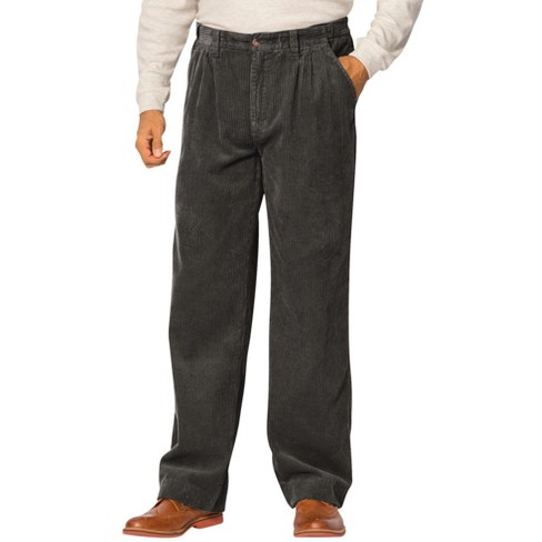 Expandable Waist Corduroy Pleat-Front Pants