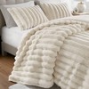Angel Sar 3-Piece Ivory Faux Fur Ribbed Comforter Set, Full/Queen Size Ultra-Soft Thermal Bedding Set with Shams, OEKO-TEX Certified - 3 of 4