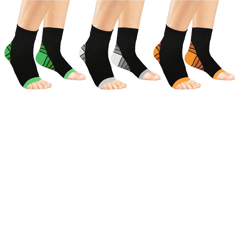 Copper Zone Elite Lightweight Ankle Support Compression Pain Relief Sleeves - 3 Pair Pack, 1 of 8