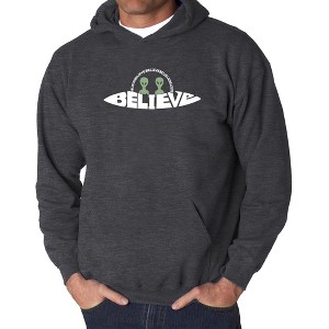 LA Pop Art Believe UFO - Men's Word Art Hooded Sweatshirt - 1 of 4