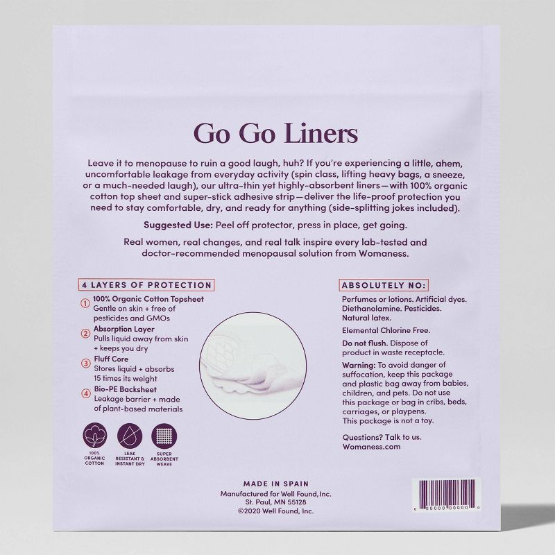 Womaness Go Go Liners Organic Cotton Cover for Incontinence in Menopause - 22ct, 3 of 7