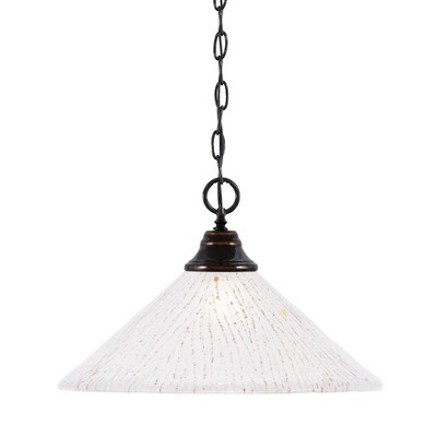 Toltec Lighting Any 1 - Light Pendant in  Black Copper with 16" Frosted Crystal Shade