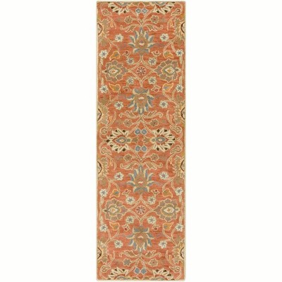 Mark & Day Eckville 2'6"x8' Runner Tufted Indoor Area Rugs Rust: Stain-Resistant Wool, Botanical Pattern, Traditional Style