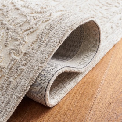 Ivory and Natural Handmade Wool Tufted Square Area Rug