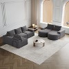 127 inch Green L-Shaped Chenille Cloud Curved Sectional Sofa with Chaise  Modern Upholstered Sectional Sofa with Six modules - 3 of 4