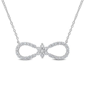 EVERLY JEWELRY | Sterling Silver 1 1/4 CT TGW Created White Sapphire Infinity Floral Pendant with Chain - 17 inch - 1 of 4