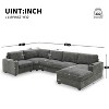 119"W U-Shaped Sectional Sofa, 6-Seat Chenille Couch Set with Oversized Chaise Lounge, Deep Seat Comfy Sofa with Cup Holders - ModernLuxe - 3 of 4