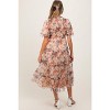 Pinkblush Peach Floral Mesh Smocked Maternity Midi Dress - 4 of 4