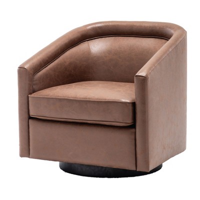 eLuxury Modern Swivel Faux Leather Accent Chair