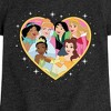 Girls' - Disney Princess - Tiana Jasmine Cinderella Rapunzel Bell Mulan Heart Fitted Short Sleeve Graphic T-Shirt - 2 of 4