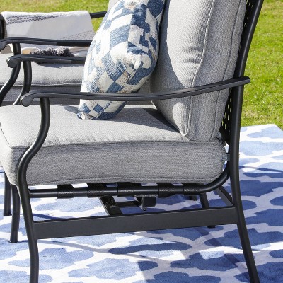 Gray Steel Outdoor Patio Lounge Chairs with Cushions