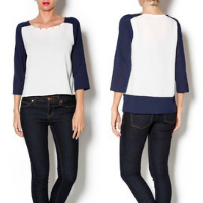 Women's Gold Studded Long Sleeve Top - Double Zero
