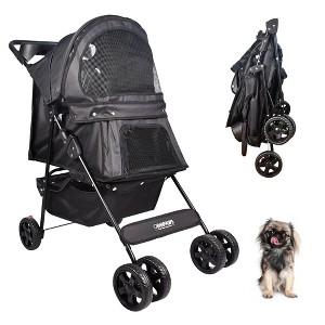 GOOPAWS 4-Wheel Promenade Pet Stroller for Small Dogs Cats, Maroon, 36'' - 1 of 4