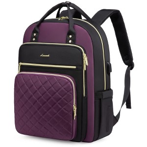 Laptop Backpack Purse for Women, 15.6" Laptop Bag for Travel with USB Port, Water Resistant Lightweight Daypacks for College Work Business - 1 of 4