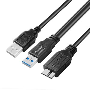 Insten USB A to Micro B USB 3.0 Y Cable, Black - 1 of 3